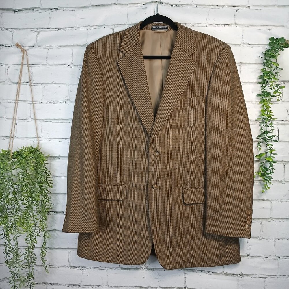 BOAT HOUSE ROW MENS SPORT COAT BLAZER , LAMBSWOOL, BROWN, SIZE 42 LONG